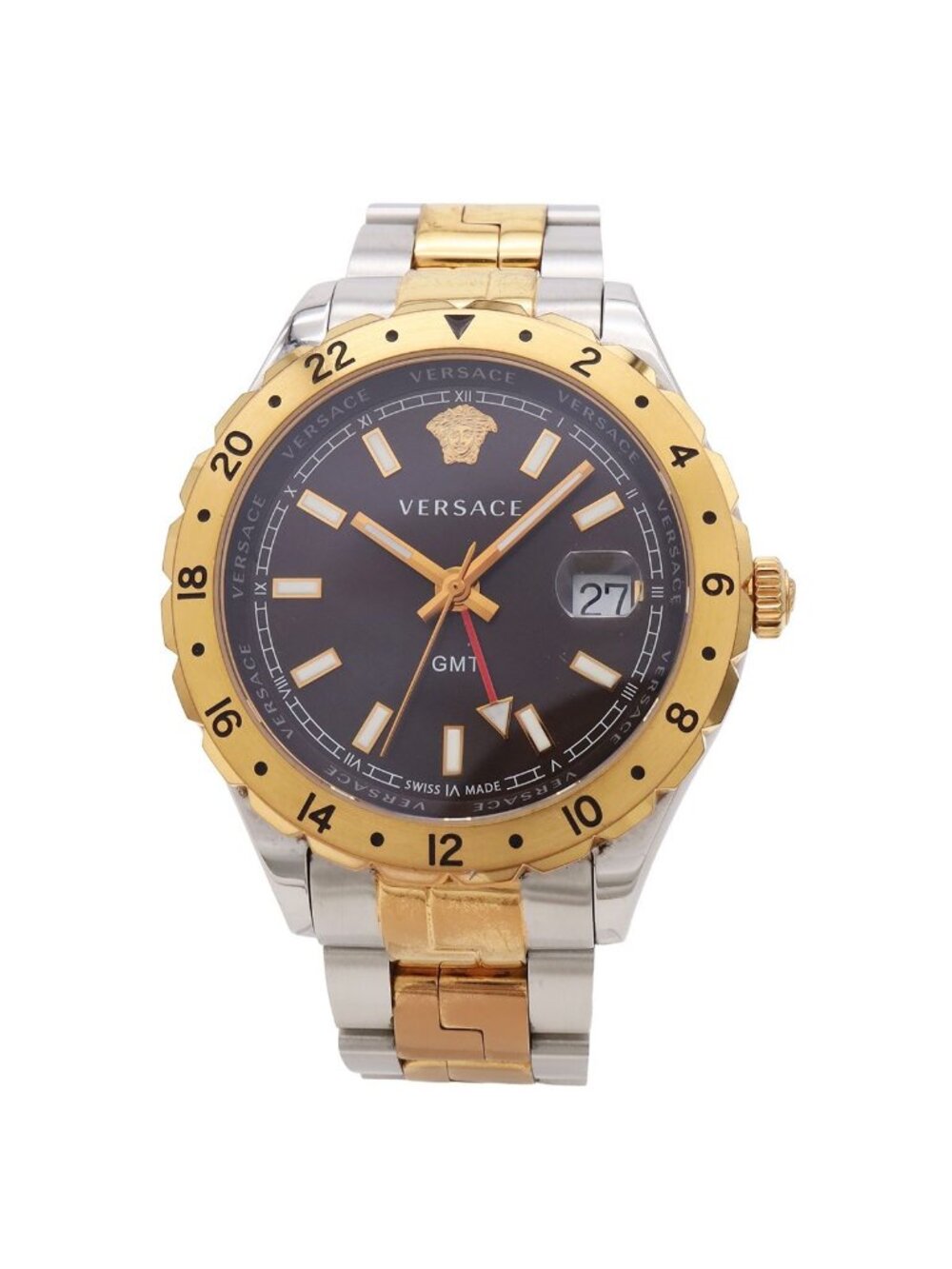 Versace Helenium GMT Medusa Date Black Dial SS Quartz Watch